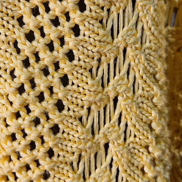 Womans Cato boho-chic butter yellow open knit pattern light weight cardigan 22/2 - Picture 3 of 11